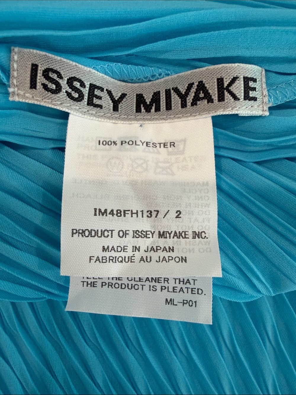 Issey Miyake Pleated Slip Dress in Turquoise Blue